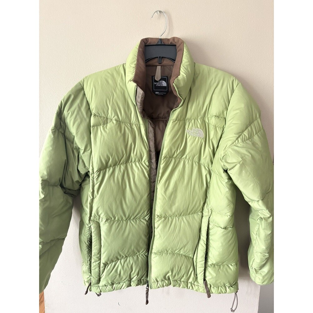The North Face Women’s XL 550 Puffer Jacket Full Zip Goose Down Green/Brown